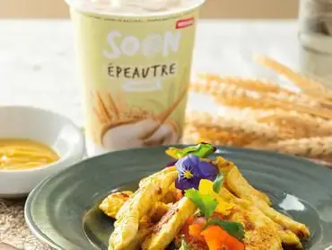 Blanc de poulet mariné au masala et dessert d’épeautre
